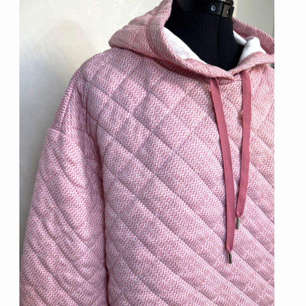 Jones New York Sport Pullover quilted Hoodie Pink Size L